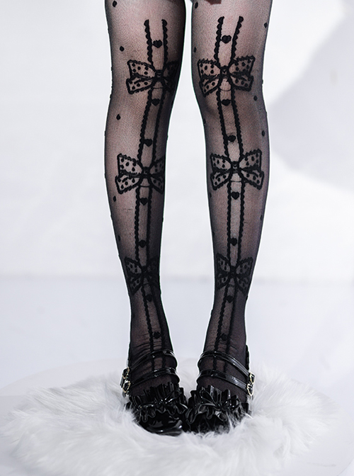 Annie's Gift Series Bowknot Pattern Summer Glass-silk Ultra-Thin Sweet Lolita Stockings