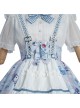 Alice Bunny Series SK Cute Printing Navy Style Sweet Lolita Light Blue Back Straps Skirt