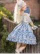 Alice Bunny Series SK Cute Printing Navy Style Sweet Lolita Light Blue Back Straps Skirt