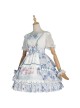 Alice Bunny Series SK Cute Printing Navy Style Sweet Lolita Light Blue Back Straps Skirt