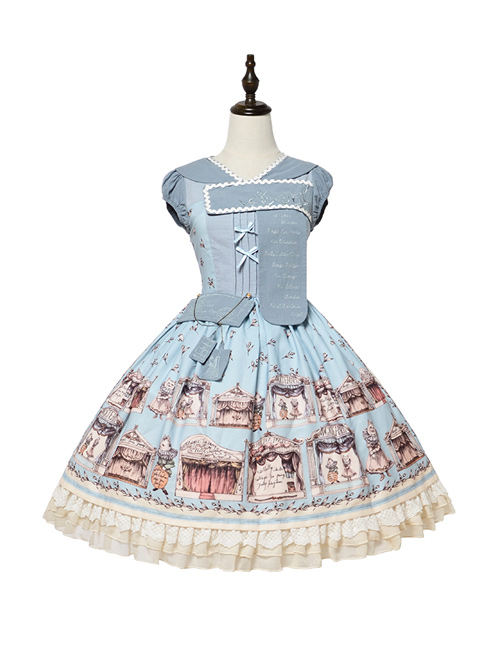 Box Theater Series OP Printing Embroidery Normal Waist Doll Collar Classic Lolita Dress