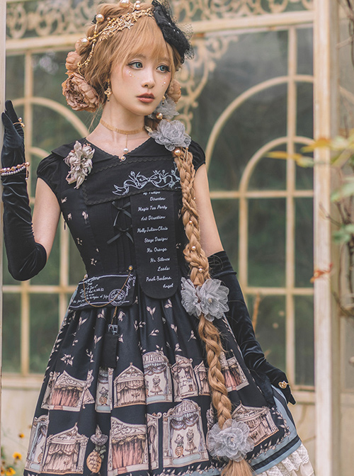 Box Theater Series OP Printing Embroidery Normal Waist Doll Collar Classic Lolita Dress