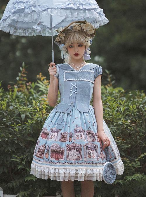 Box Theater Series OP Printing Embroidery Normal Waist Doll Collar Classic Lolita Dress