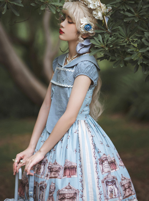 Box Theater Series OP Printing Embroidery Normal Waist Doll Collar Classic Lolita Dress