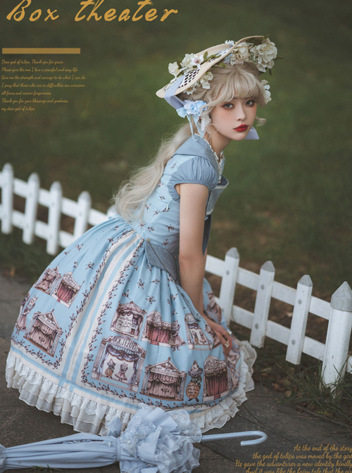 Box Theater Series OP Printing Embroidery Normal Waist Doll Collar Classic Lolita Dress