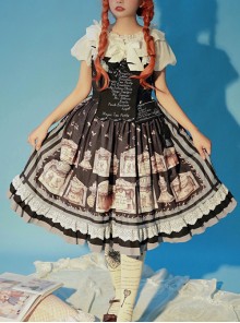 Box Theater Series JSK Printing Embroidery Normal Waist Classic Lolita Sling Dress