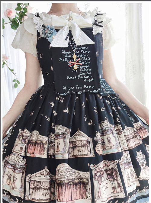 Box Theater Series JSK Printing Embroidery Normal Waist Classic Lolita Sling Dress