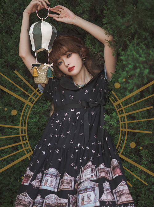 Box Theater Series OP Classical Embroidery A-line Hem Classic Lolita Short Sleeve Dress