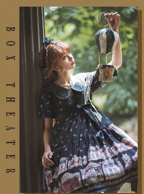 Box Theater Series OP Classical Embroidery A-line Hem Classic Lolita Short Sleeve Dress