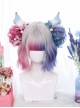 Multicolor Gradient Short Curly Wig Sweet Lolita Wigs With Wig Clips