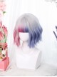 Multicolor Gradient Short Curly Wig Sweet Lolita Wigs With Wig Clips