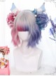 Multicolor Gradient Short Curly Wig Sweet Lolita Wigs With Wig Clips
