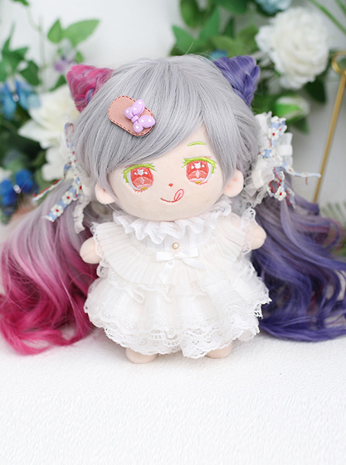 Cotton Doll 20cm Cute Lolita Accessories Little Butterfly Multicolor Gradient Curly Doll Wigs
