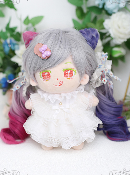 Cotton Doll 20cm Cute Lolita Accessories Little Butterfly Multicolor Gradient Curly Doll Wigs