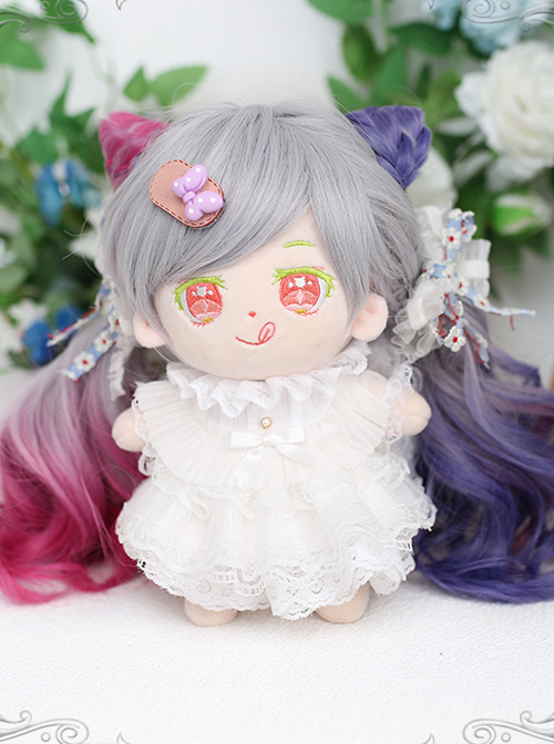 Cotton Doll 20cm Cute Lolita Accessories Little Butterfly Multicolor Gradient Curly Doll Wigs