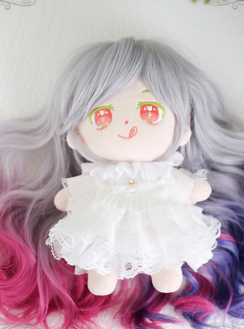 Cotton Doll 20cm Cute Lolita Accessories Little Butterfly Multicolor Gradient Curly Doll Wigs