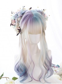 Aurora Color Multicolor Gradient Long Curly Wig Classic Lolita Wigs