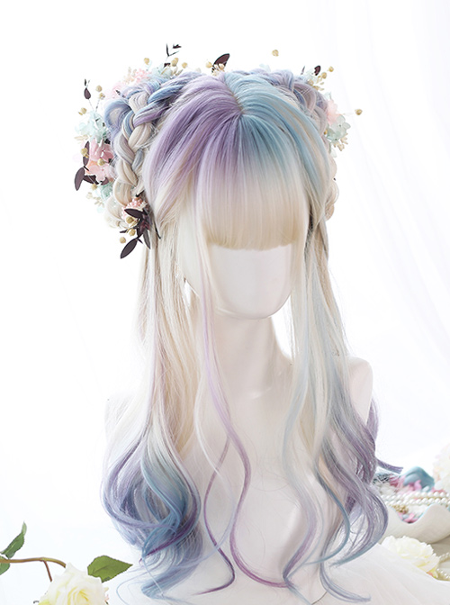 Aurora Color Multicolor Gradient Long Curly Wig Classic Lolita Wigs