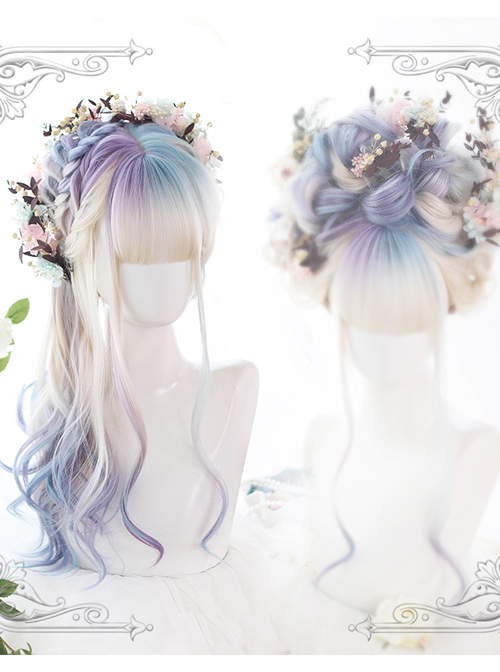 Aurora Color Multicolor Gradient Long Curly Wig Classic Lolita Wigs