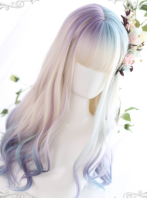 Aurora Color Multicolor Gradient Long Curly Wig Classic Lolita Wigs