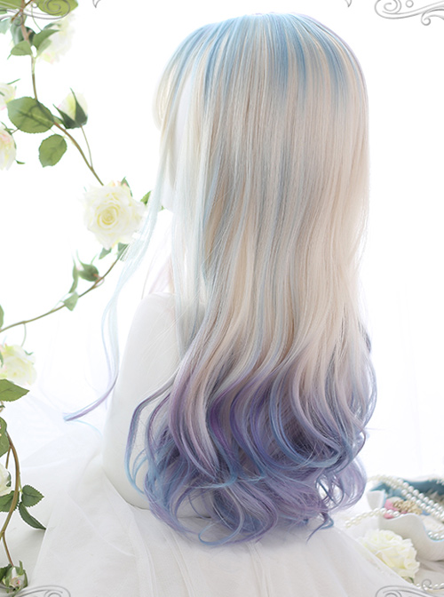 Aurora Color Multicolor Gradient Long Curly Wig Classic Lolita Wigs
