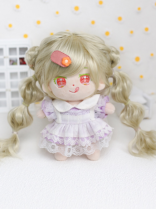 Cotton Doll 20cm Cute Doll Lolita Accessories Light Green Curly Doll Wig