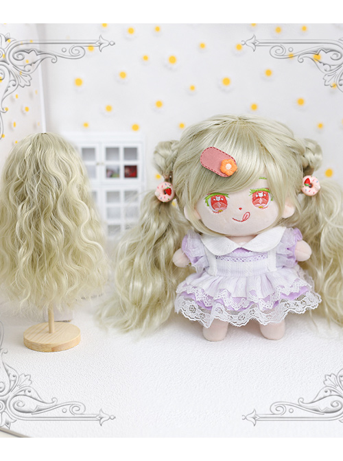 Cotton Doll 20cm Cute Doll Lolita Accessories Light Green Curly Doll Wig
