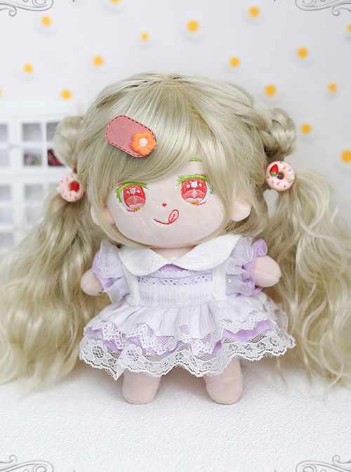 Cotton Doll 20cm Cute Doll Lolita Accessories Light Green Curly Doll Wig