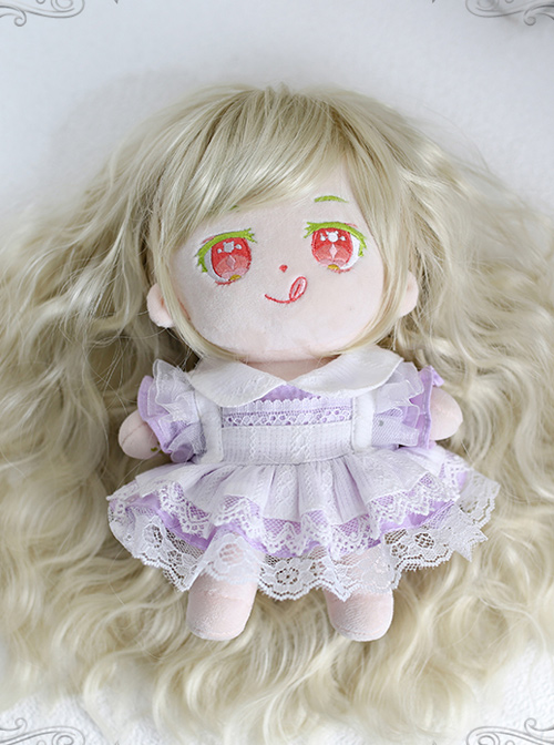 Cotton Doll 20cm Cute Doll Lolita Accessories Light Green Curly Doll Wig