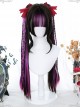 Highlighted Purple Wig Gothic Lolita Wigs With Straight Double Ponytail Clips