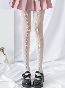 Summer Fishnet Socks Hollow Out Bowknot Pure Color Classic Lolita Pantyhose