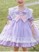 Rabbit Ears Hem Decoration Light Purple Doll Collar Children Sweet Lolita Kids Short Sleeve Dress