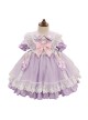 Rabbit Ears Hem Decoration Light Purple Doll Collar Children Sweet Lolita Kids Short Sleeve Dress