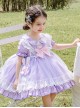 Rabbit Ears Hem Decoration Light Purple Doll Collar Children Sweet Lolita Kids Short Sleeve Dress