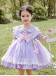 Rabbit Ears Hem Decoration Light Purple Doll Collar Children Sweet Lolita Kids Short Sleeve Dress