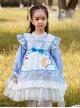 Cartoon Stars Moon Pattern Children Sweet Lolita Kids Blue Long Sleeve Dress