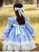 Cartoon Stars Moon Pattern Children Sweet Lolita Kids Blue Long Sleeve Dress