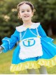Doll Collar Alice Style Ruffle Hem Children Sweet Lolita Kids Blue Long Sleeve Dress
