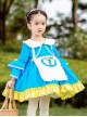 Doll Collar Alice Style Ruffle Hem Children Sweet Lolita Kids Blue Long Sleeve Dress