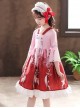 Elegant Chinese Style Classical Printing Children Classic Lolita Kids Half Sleeve Dress