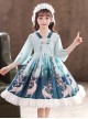 Elegant Chinese Style Classical Printing Children Classic Lolita Kids Half Sleeve Dress