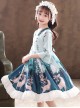 Elegant Chinese Style Classical Printing Children Classic Lolita Kids Half Sleeve Dress