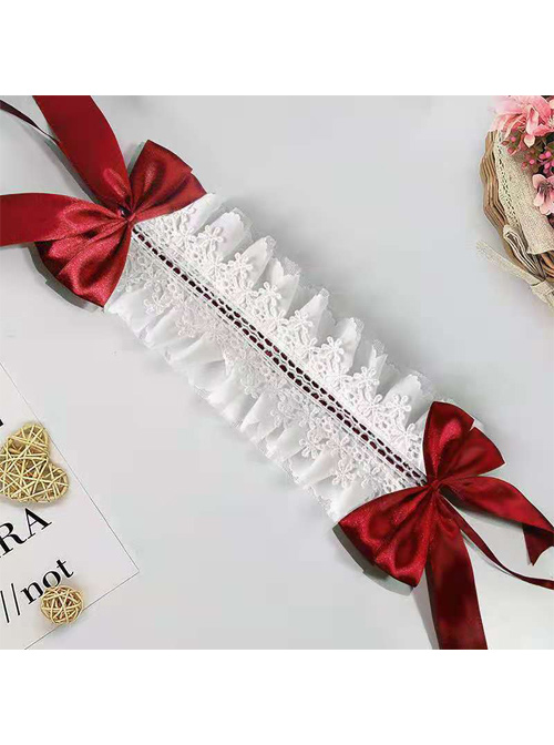 Silk Ribbon Bowknot White Lace Children Lolita Headband