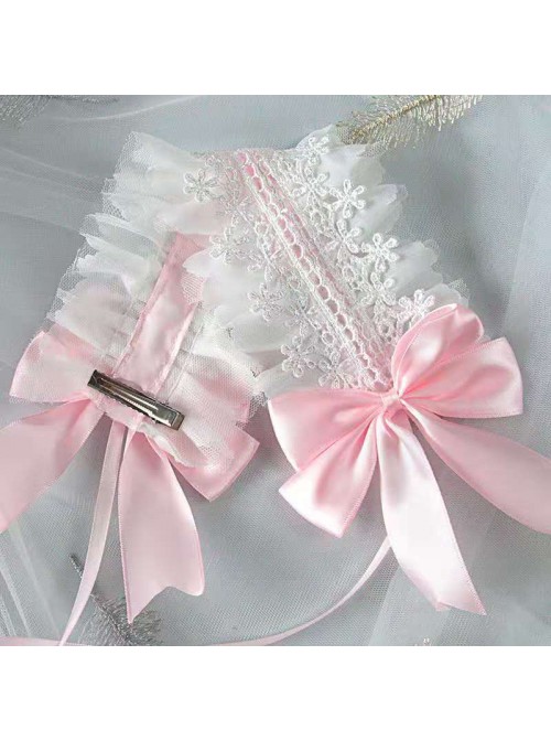 Silk Ribbon Bowknot White Lace Children Lolita Headband