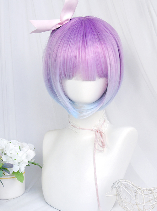 Dreamy Gradient Blue-purple Short Straight Wig Sweet Lolita Wigs