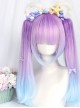 Dreamy Gradient Blue-purple Long Slightly Curly Double Ponytail Wig Sweet Lolita Wigs