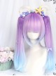 Dreamy Gradient Blue-purple Long Slightly Curly Double Ponytail Wig Sweet Lolita Wigs