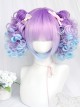Dreamy Gradient Blue-purple Cute Doll Curly Double Ponytail Wig Sweet Lolita Wigs