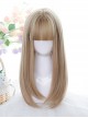 Flaxen Medium Length Straight Wig Classic Lolita Natural Daily Wigs