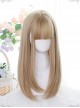 Flaxen Medium Length Straight Wig Classic Lolita Natural Daily Wigs